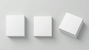 Gri arkaplanda beyaz kağıt paketi.