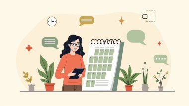 Dizüstü bilgisayarı olan iş kadını, vektör çizimi