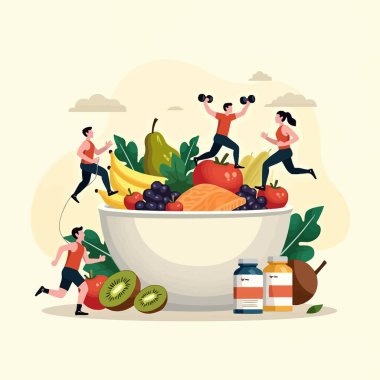 Sağlıklı beslenme kavramının vektör çizimi
