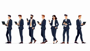 İş ekibinin vektör çizimi. beyaz arkaplanda izole.