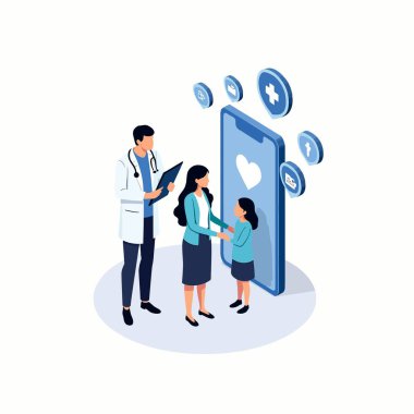 Tıbbi danışma, vektör çizimi. Steteskoplu doktor, steteskoplu doktor..