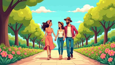 Parkta yürüyen insanlar..