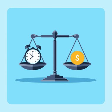 Para ve denge ölçekleri simgesi. para dengesi sembolü, denge terazisi, denge, ölçek, vektör illüstrasyonu. düz biçim