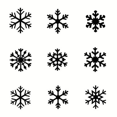 Kar Taneleri simgesi beyaz arkaplanda ayarlandı. Noel simgesi vektör illüstrasyonuName.