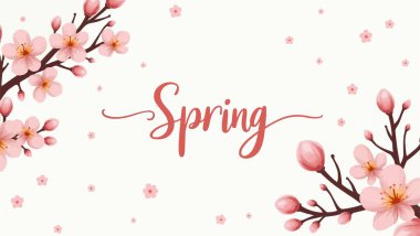 çiçekli ve yapraklı bahar arkaplanı