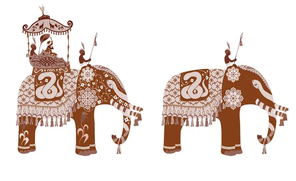 Silhouette d'éléphant indien décorée de vecteurs . — Image vectorielle