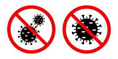 Kırmızı dur işaretli virüs simgeleri kümesi