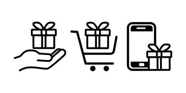 hediye kutusu satırı simgesi seti.