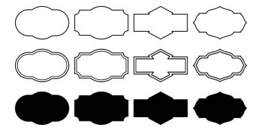 Eski çerçeveler, pankartlar, şekiller ve etiketler.