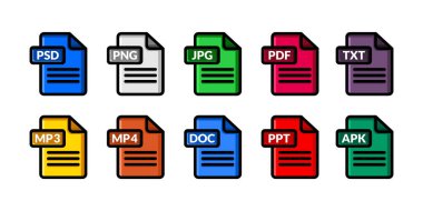 Belge dosya tipi simgelerinin bir koleksiyonu