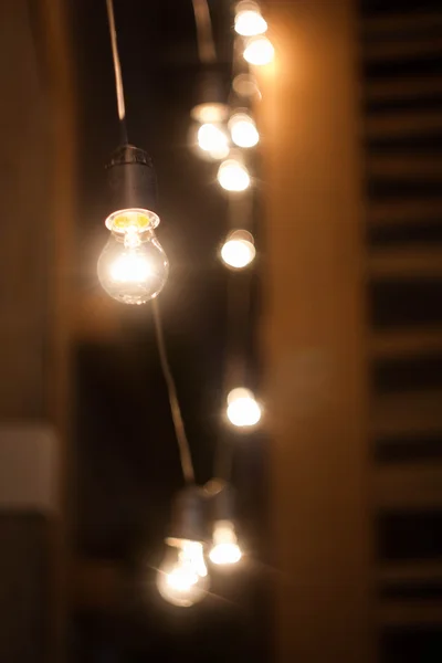 Guirnalda Lámparas Oscuridad —  Fotos de Stock