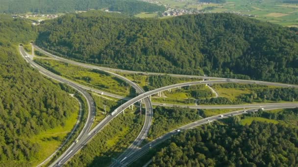 Luchtfoto van de kruising van Highway — Stockvideo