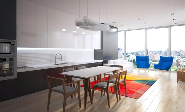 Inredning vardagsrum lägenheter i stil med minimalism — Stockfoto