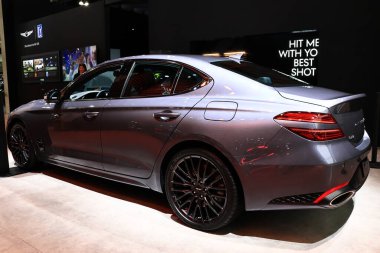 2026 Genesis G70 Prestige Graphite 2025 Los Angeles Otomobil Fuarı. Los Angeles Otomobil Fuarı Kuzey Amerika 'daki en büyük otomobil fuarlarından biridir.