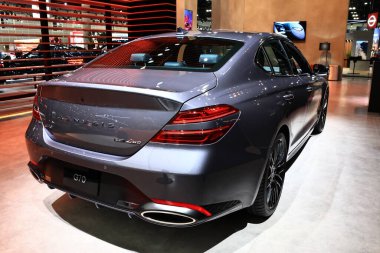 2026 Genesis G70 Prestige Graphite 2025 Los Angeles Otomobil Fuarı. Los Angeles Otomobil Fuarı Kuzey Amerika 'daki en büyük otomobil fuarlarından biridir.