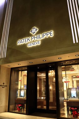 Beverly Hills, California - 30 Kasım 2025: PATEK PHILIPPE lüks saat butiği Rodeo Drive, Beverly Hills