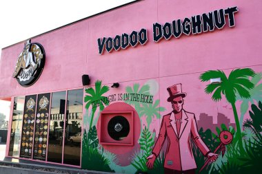 Los Angeles, California - 12 Aralık 2025: Voodoo Çöreği, sihir 7101 Melrose Bulvarı 'ndaki delikte.