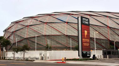 Inglewood, California - 12 Aralık 2025: Intuit Dome 'un dış görünümü, modern spor ve eğlence alanı