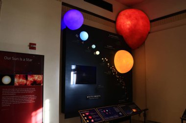 Los Angeles, Kaliforniya - 3 Aralık 2025: Griffith Gözlemevi 'nin astronomi sergileri, bilim sergileri ve uzay keşifleriyle iç sergi alanları