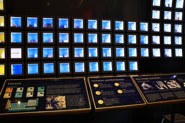 Los Angeles, Kaliforniya - 3 Aralık 2025: Griffith Gözlemevi 'nin astronomi sergileri, bilim sergileri ve uzay keşifleriyle iç sergi alanları