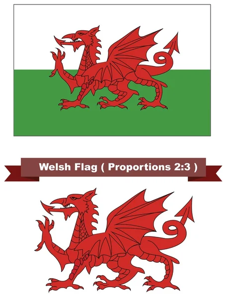 Welsh Flag Illustration Wales Vlag Knippad — Stockfoto