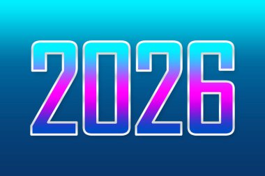 modern blue 2026 lettering template PNG transparent background