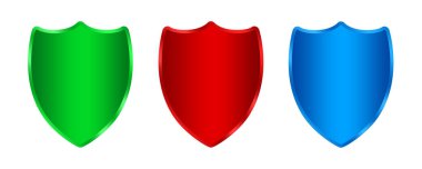 Koruma ve Güvenlik sembolü için Renkli Parlak Kalkan Simgeleri png dosyası
