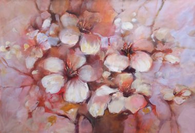 Badem çiçeği el yapımı boyama