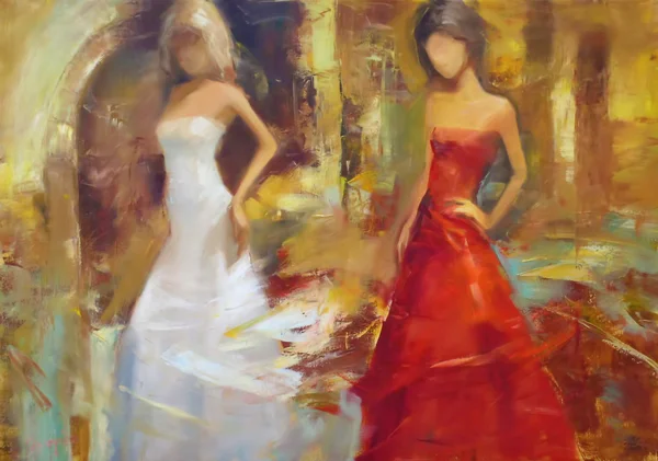 Female figures handmade painting — Stock Photo, Image