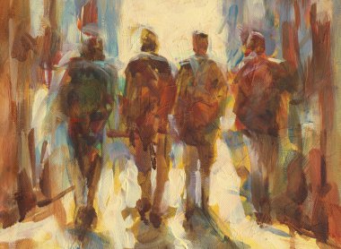 Yürüyen insanlar el yapımı boyama