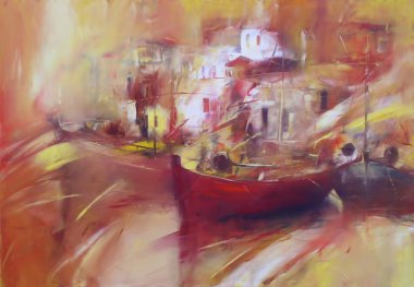 Boats ,modern  handmade paintings clipart