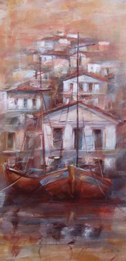 Gemiler Adası Harbor, el yapımı boyama