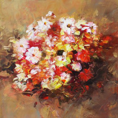 Buket çiçek, el yapımı boyama