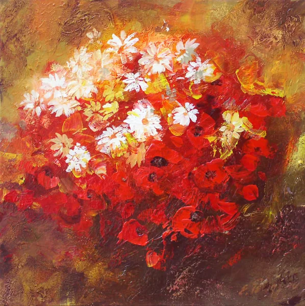 Bouquet de fleurs, peinture artisanale — Photo