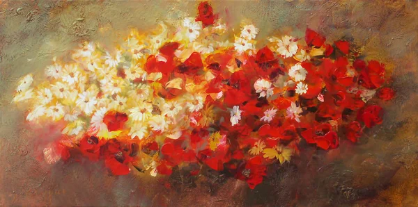 Buquê de flores, pintura artesanal — Fotografia de Stock