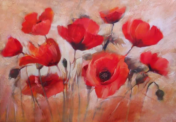 Poppies handmade painting — Stock Photo, Image