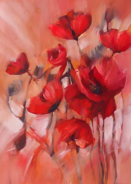 Poppies handmade painting — Stock Photo, Image