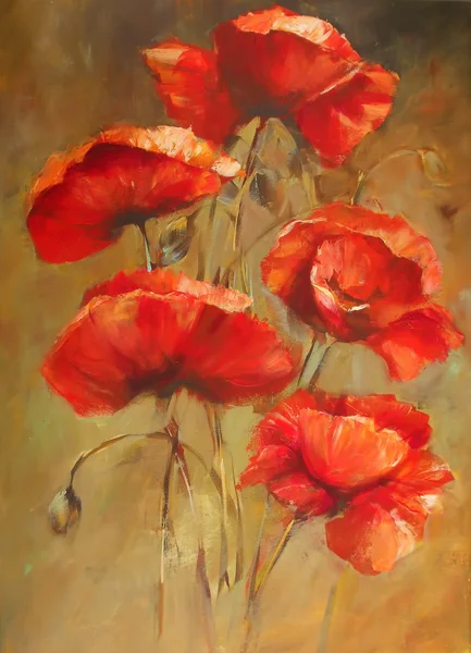 Poppies handmade painting — Stock Photo, Image