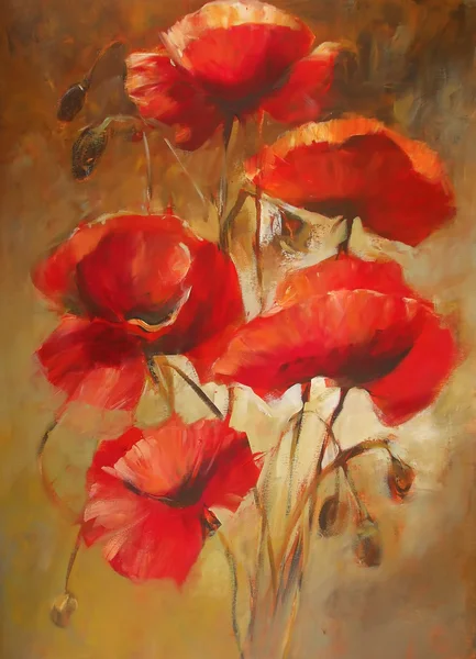 Poppies handmade painting — Stock Photo, Image