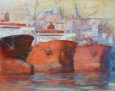 Tanker gemiler, modern el yapımı Resim Sergisi