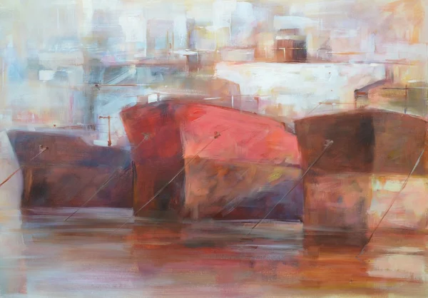 Tankschiffe, moderne handgefertigte Gemälde — Stockfoto