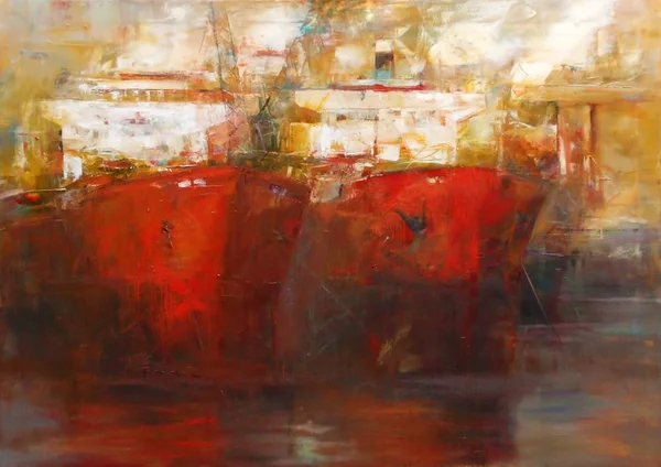 Танкерные корабли, современные картины ручной работы — стоковое фото