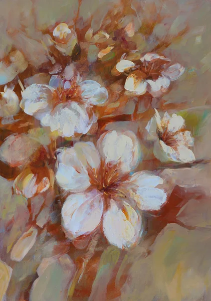 Badem çiçeği el yapımı boyama