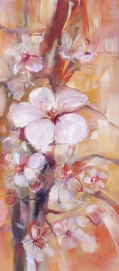 Badem çiçeği el yapımı boyama