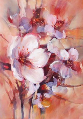 Badem çiçeği el yapımı boyama