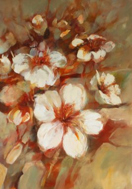 Badem çiçeği el yapımı boyama