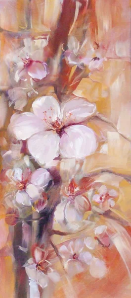 Badem çiçeği el yapımı boyama