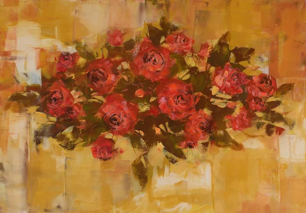 Czerwone róże, ręcznie malarstwo — Zdjęcie stockowe