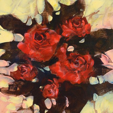 Kırmızı gül, el yapımı boyama