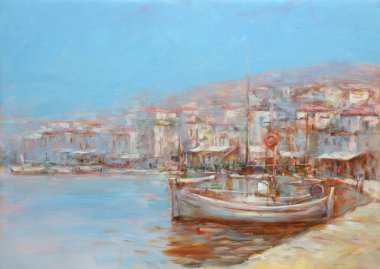 Gemiler Adası Harbor, el yapımı boyama